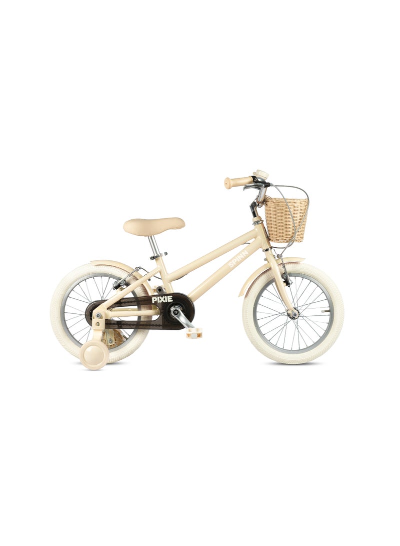 SPINN Pixie 1 Kids Bike 16″ Pearl Cream — Aluminum Frame, 1 Speed, Training Wheels, for Ages 3–6 - Image 1