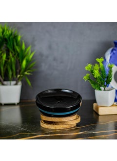 KAOLINITE Kaolinite Ceramic Bathroom Accessories Set for Utility and Bathroom Decor Liquid Soap Dispenser soap Tray Toothbrus Holder Glossy Sky Blue and Black GOA_8  - Image 5