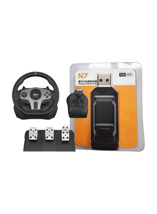 PXN V9 Simracing Gaming Racing Wheel For Nintendo Switch/ Ps4/Ps3/Xbox One/Pc Windows/Xbox Series S/X 270°/900° Racing Wheel & PXN N7 Racing Wheel Converter Wireless Receiver USB Bluetooth for PS5 of V9 /V9 gen2 /V99 Steering Wheel Bundle - Image 1