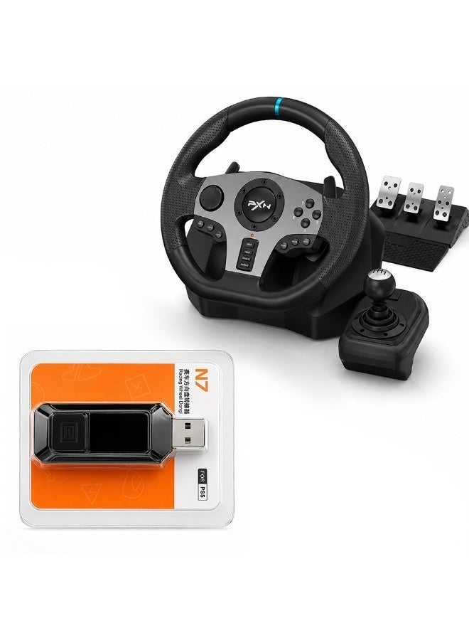 PXN V9 Simracing Gaming Racing Wheel For Nintendo Switch/ Ps4/Ps3/Xbox One/Pc Windows/Xbox Series S/X 270°/900° Racing Wheel & PXN N7 Racing Wheel Converter Wireless Receiver USB Bluetooth for PS5 of V9 /V9 gen2 /V99 Steering Wheel Bundle - Image 4