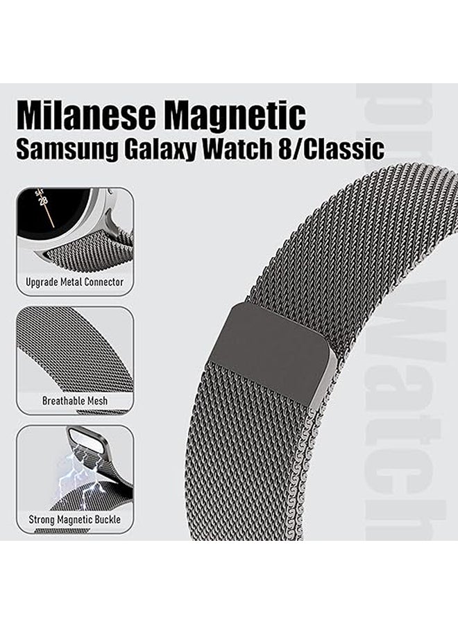 O Ozone Milanese Loop Metal Band for Samsung Galaxy Watch 8 Band 40mm 44mm/8 Classic 46mm Women Men,Mesh Magnetic Stainless Steel Replacement Strap - Grey - Image 3
