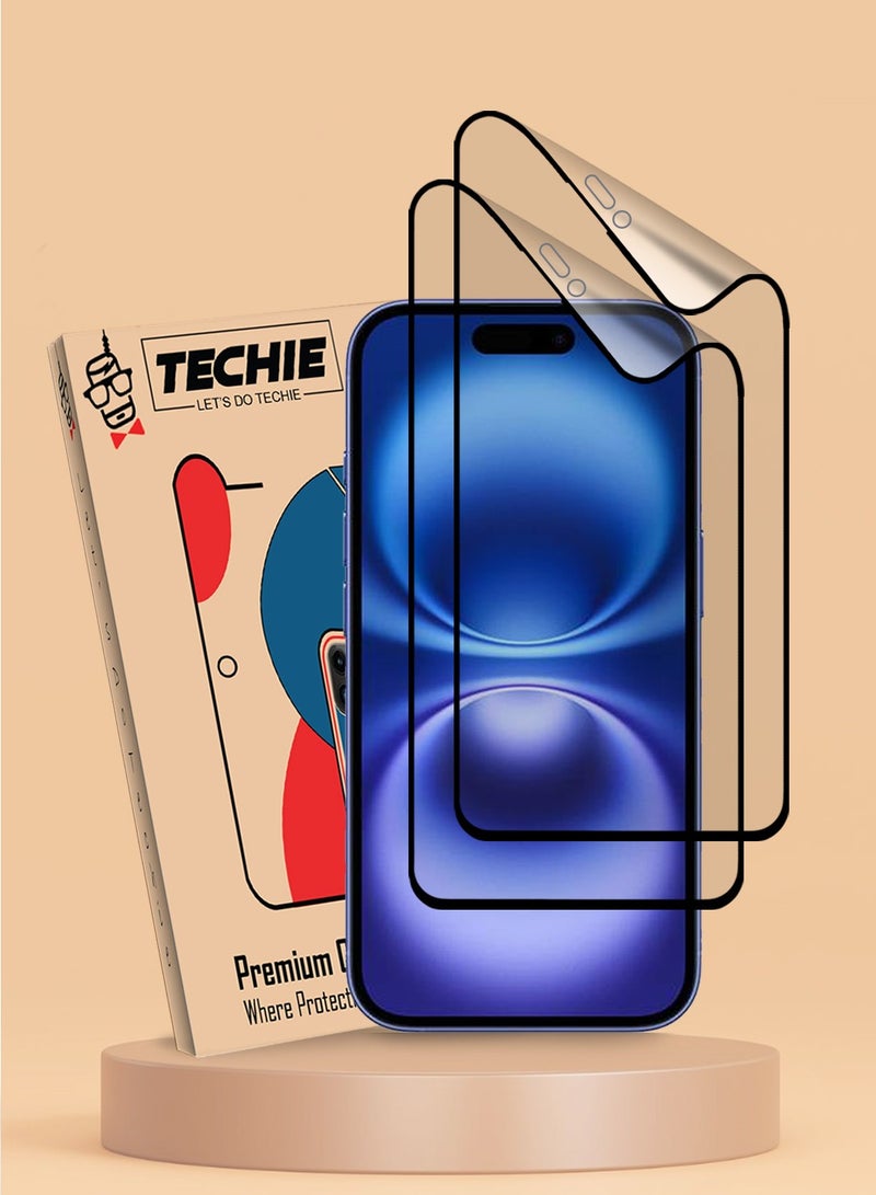 Techie عبوة 2 من فيلم حماية الشاشة السيراميكي غير اللامع 9D لجهاز آبل آيفون 16 بلس / 15 بلس / 14 برو ماكس 6.7 بوصة – شعور سلس مضاد لبصمات الأصابع خالي من الفقاعات - Image 1