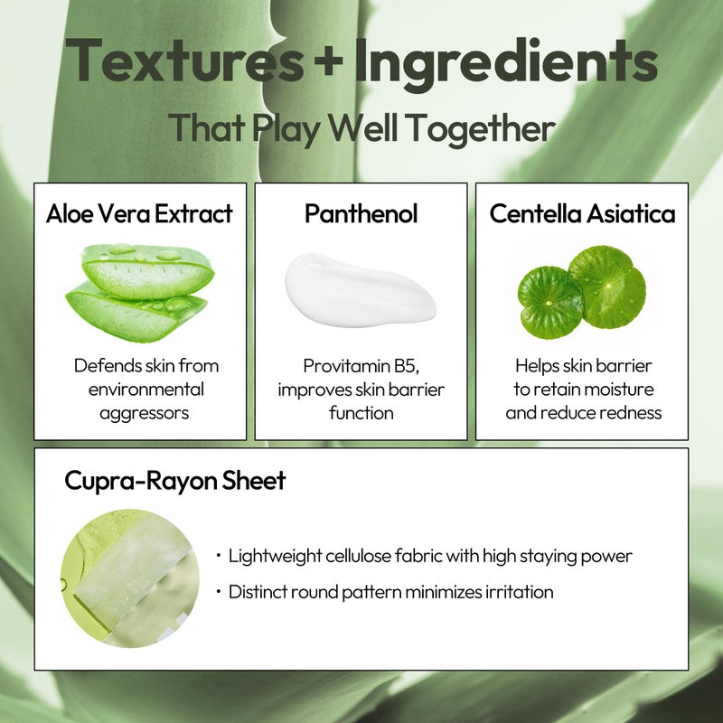 LAPCOS Aloe Sheet Mask, Daily Face Mask with Cucumber and Aloe Gel to Calm and Moisturize Skin, Korean Beauty Favorite, 5-Pack - Image 3
