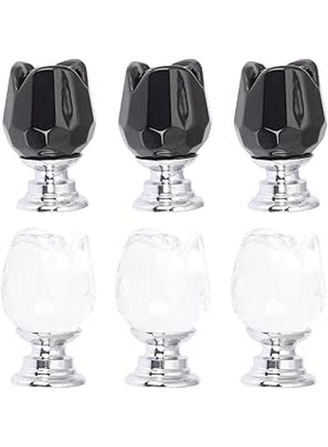 Vintage Black Crystal Rose Cabinet Knobs Set Of 6 For Furniture Drawers Jewelry Box - Image 1