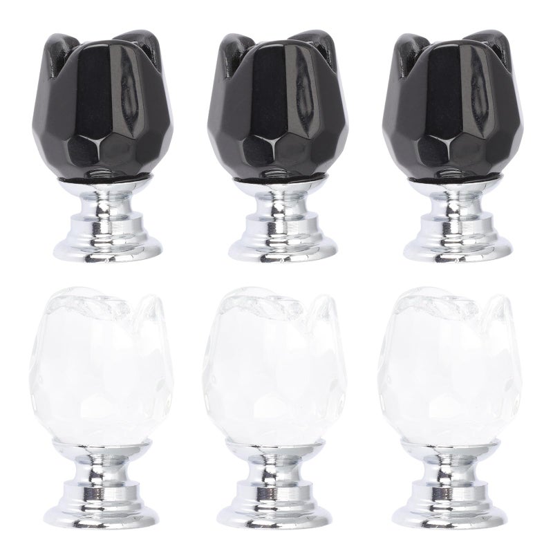 Vintage Black Crystal Rose Cabinet Knobs Set Of 6 For Furniture Drawers Jewelry Box - Image 2