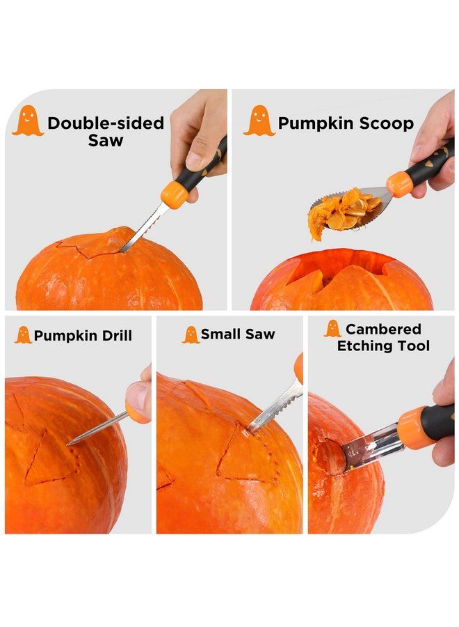 HAUSHOF Pumpkin Carving Tools with Stencils, 11PCS Halloween Pumpkin Carving Kit Professional Knives Set with Case, Halloween Gifts for Halloween Decorations - Image 2
