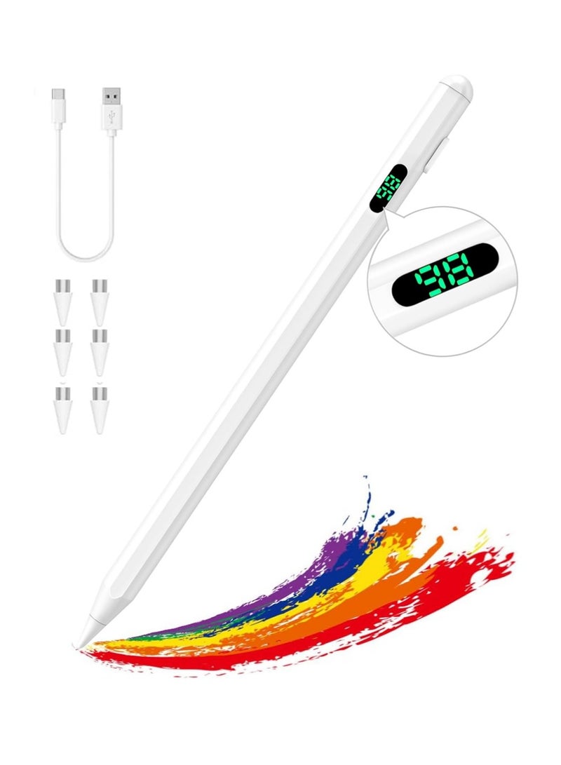 X-level Stylus Pens for Touch Screens, Fast Charge Stylus Pen for Apple iPad/iPhone/Samsung/Lenovo/iOS/Android Tablets&Smart Phone Universal Stylus Capacitive Screen Pencil with Power Display, White - Image 1