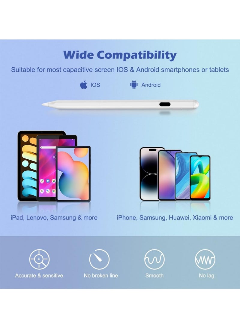 X-level Stylus Pens for Touch Screens, Fast Charge Stylus Pen for Apple iPad/iPhone/Samsung/Lenovo/iOS/Android Tablets&Smart Phone Universal Stylus Capacitive Screen Pencil with Power Display, White - Image 2
