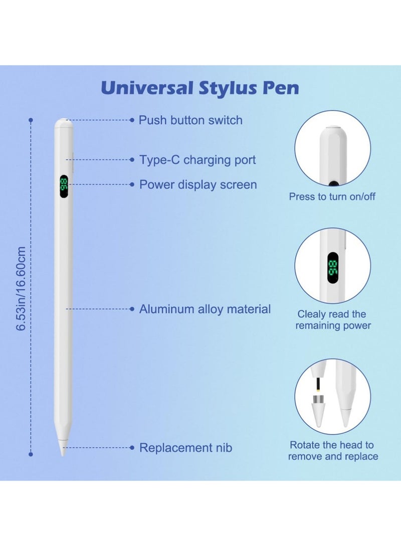 X-level Stylus Pens for Touch Screens, Fast Charge Stylus Pen for Apple iPad/iPhone/Samsung/Lenovo/iOS/Android Tablets&Smart Phone Universal Stylus Capacitive Screen Pencil with Power Display, White - Image 5