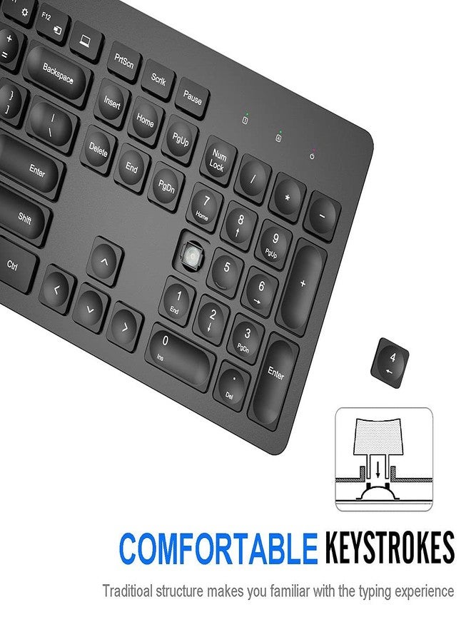 Arteck 2.4G Wireless Keyboard Ultra Slim Full Size Keyboard with Numeric Keypad and Media Hotkey for Computer/Desktop/PC/Laptop/Surface/Smart TV and Windows 10/8/ 7 - Image 4