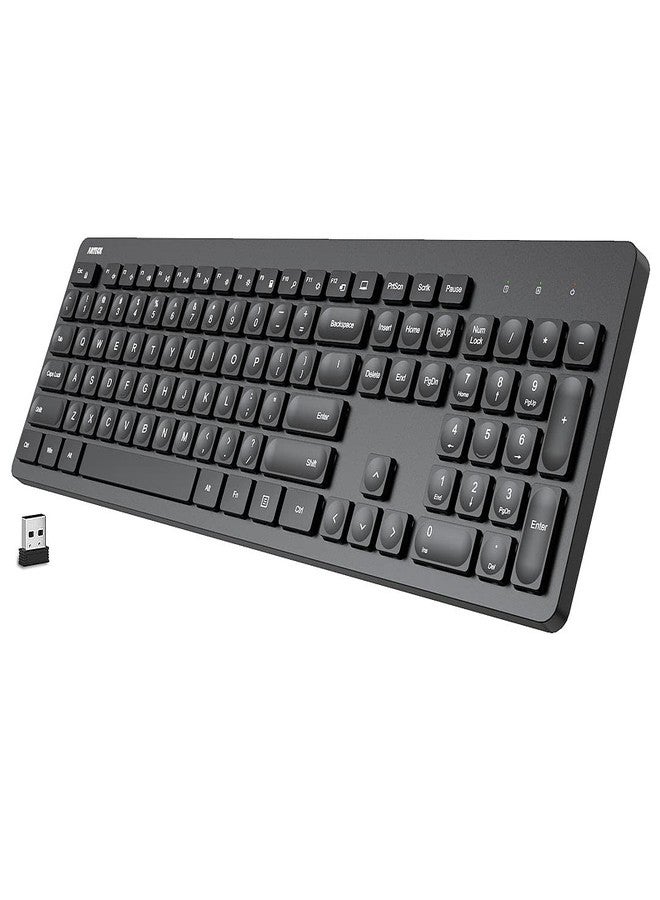 Arteck 2.4G Wireless Keyboard Ultra Slim Full Size Keyboard with Numeric Keypad and Media Hotkey for Computer/Desktop/PC/Laptop/Surface/Smart TV and Windows 10/8/ 7 - Image 1