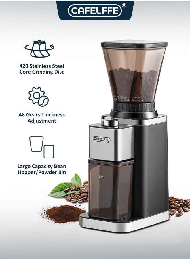Cafelffe Anti-Static Conical Burr Coffee Grinder Machine With Precision Electronic Timer And 48 Precise Settings For 2-12 Cups Adjustable Burr Coffee Mill  - Image 1