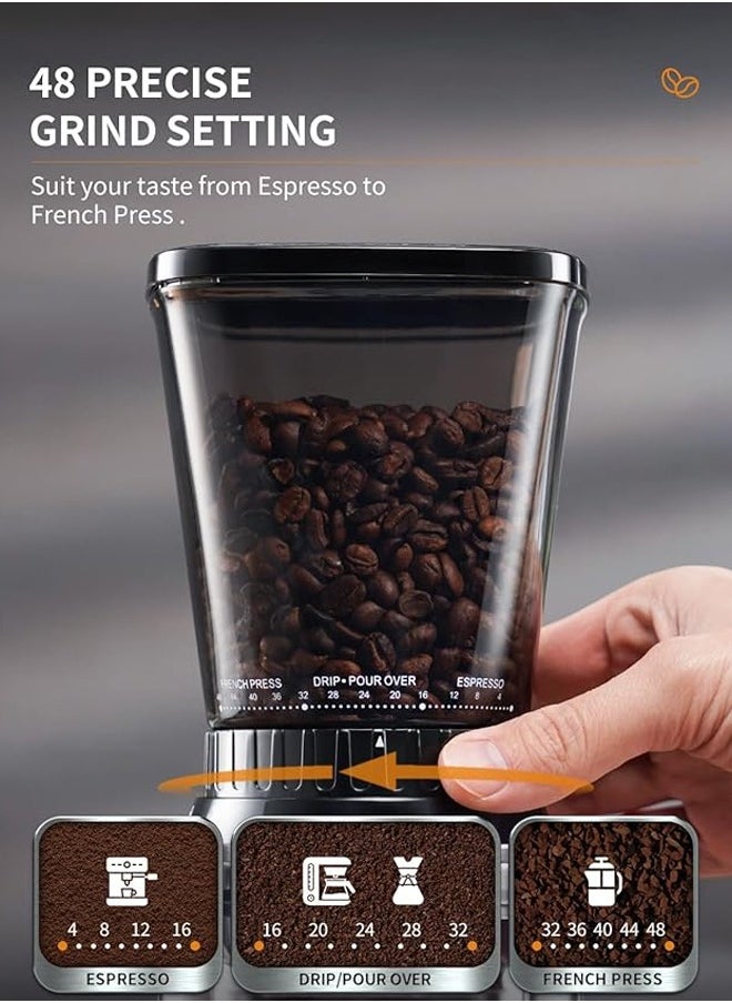 Cafelffe Anti-Static Conical Burr Coffee Grinder Machine With Precision Electronic Timer And 48 Precise Settings For 2-12 Cups Adjustable Burr Coffee Mill  - Image 2