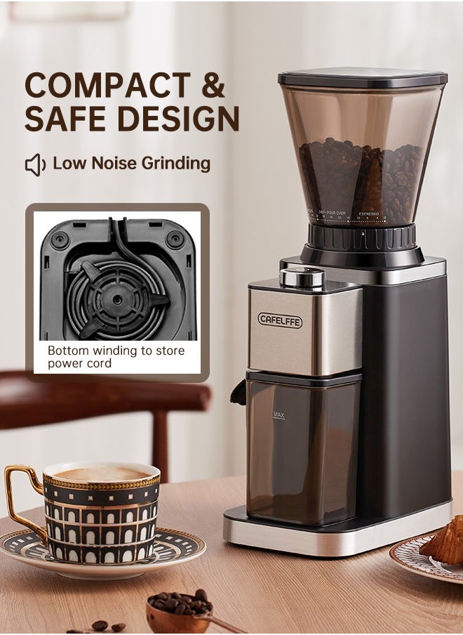 Anti-Static Conical Burr Coffee Grinder Machine With Precision Electronic Timer And 48 Precise Settings For 2-12 Cups Adjustable Burr Coffee Mill