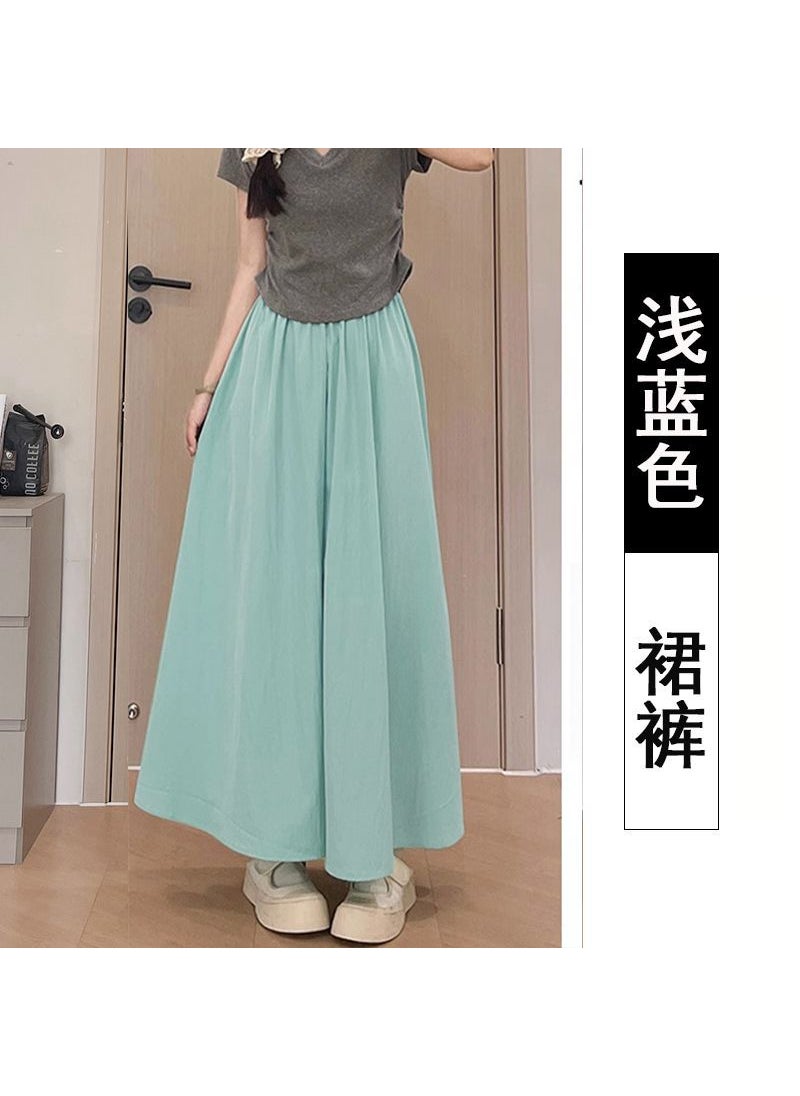Generic - 2024 Summer Plus Size Wide-Leg Culottes for Petite Women Blue culottes [with pockets]] - Image 1