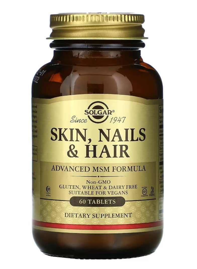 Solgar Nails & Hair, Advanced MSM Formula, 60 Tablets  - Image 1