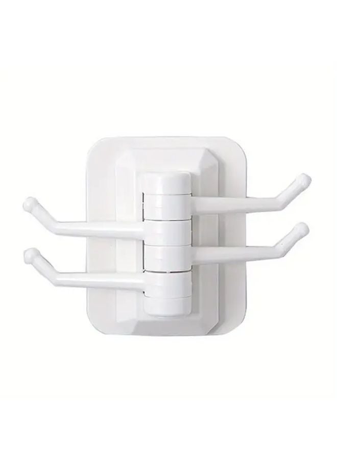 الخطافات البيضاء ذاتية اللاصق للحائط، 4 خطافات، حامل بلاستيكي، لا تتطلب الحفر، سهلة التركيب - Image 1