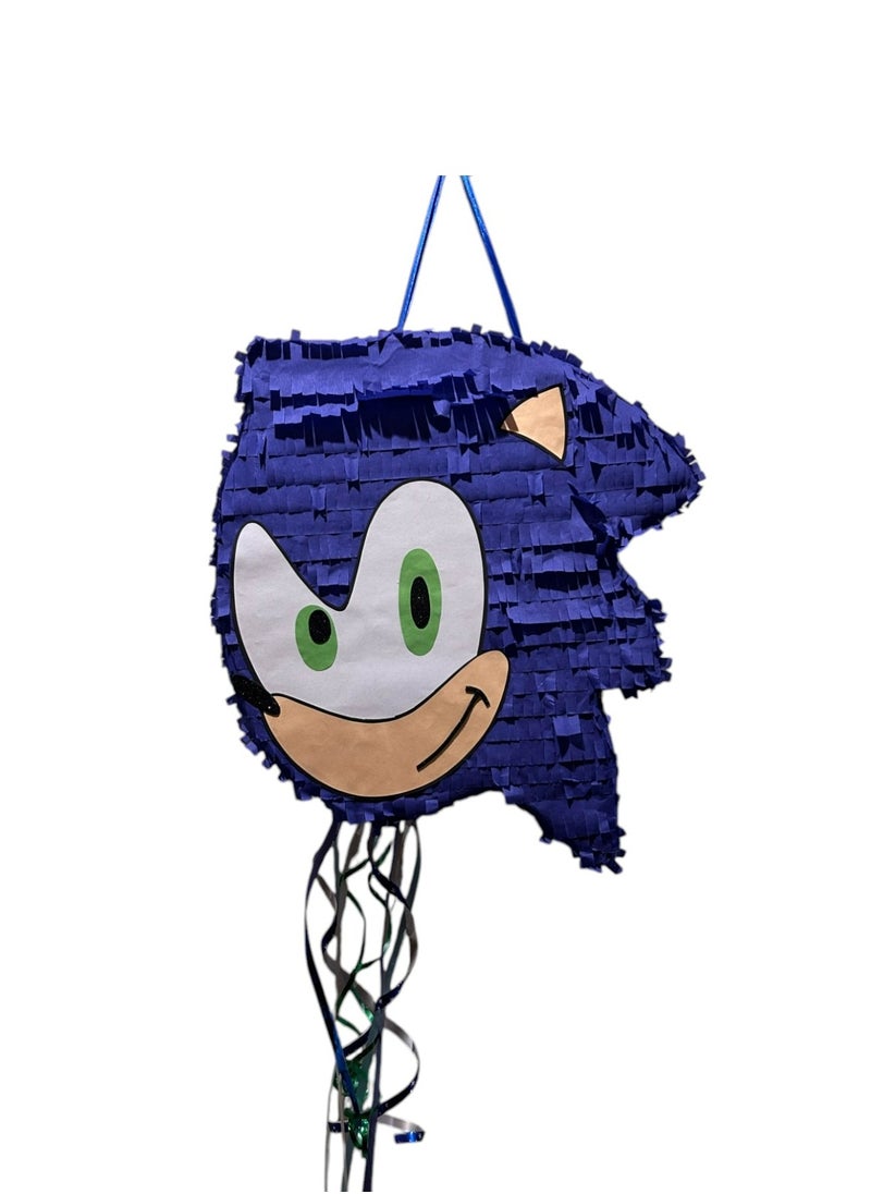 Tamona Sonic The Hedgehog Blue 3D Pull String Pinata, Party Favors Kids, Party Supplies Decorations, Fillable Candy Favors, Indoor & Outdoor Celebrations Interactive Games, Party Boom Sonic Pinata.  - Image 1