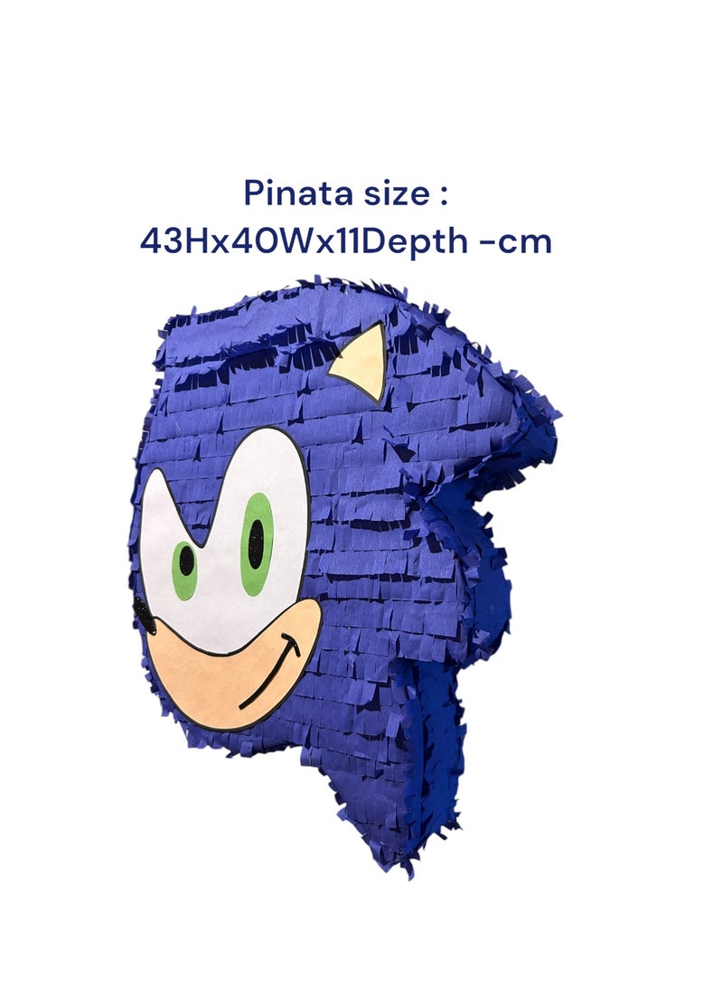 Tamona Sonic The Hedgehog Blue 3D Pull String Pinata, Party Favors Kids, Party Supplies Decorations, Fillable Candy Favors, Indoor & Outdoor Celebrations Interactive Games, Party Boom Sonic Pinata.  - Image 2