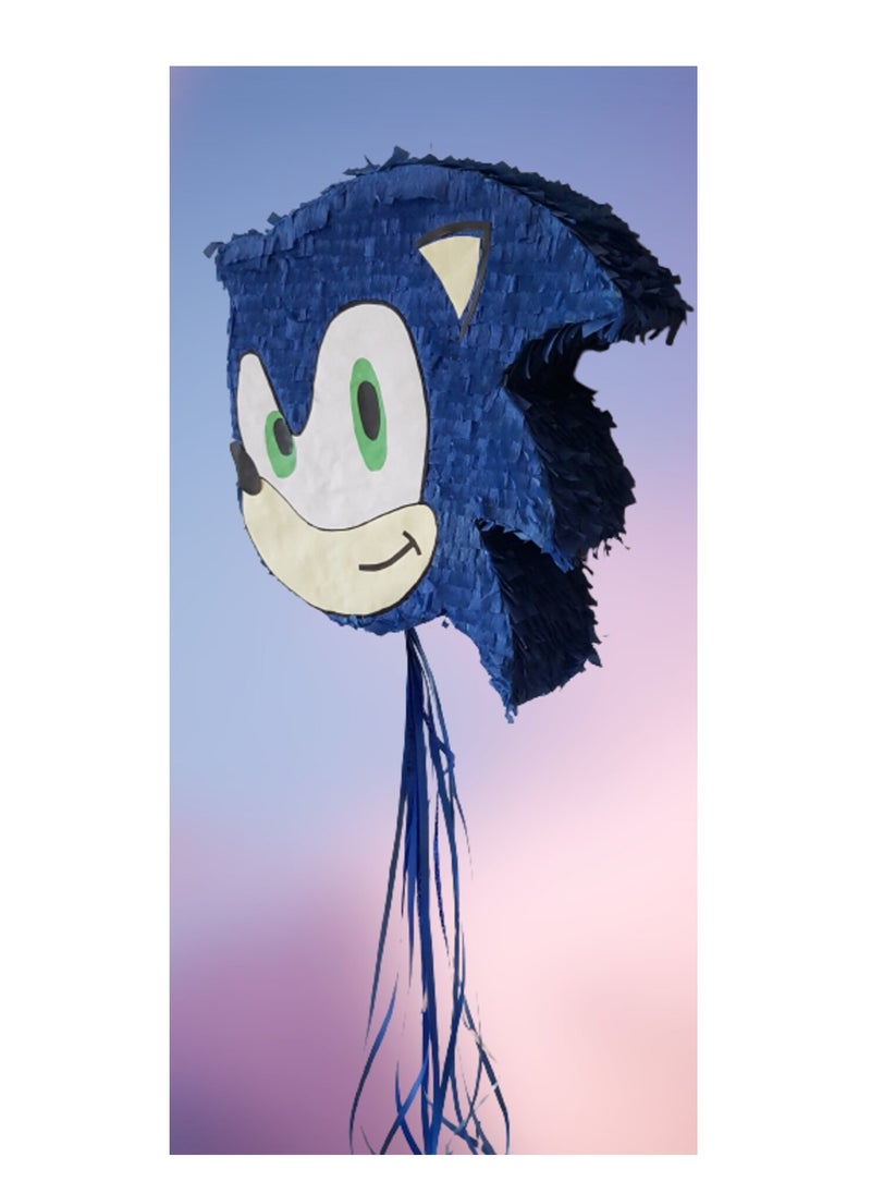 Tamona Sonic The Hedgehog Blue 3D Pull String Pinata, Party Favors Kids, Party Supplies Decorations, Fillable Candy Favors, Indoor & Outdoor Celebrations Interactive Games, Party Boom Sonic Pinata.  - Image 3