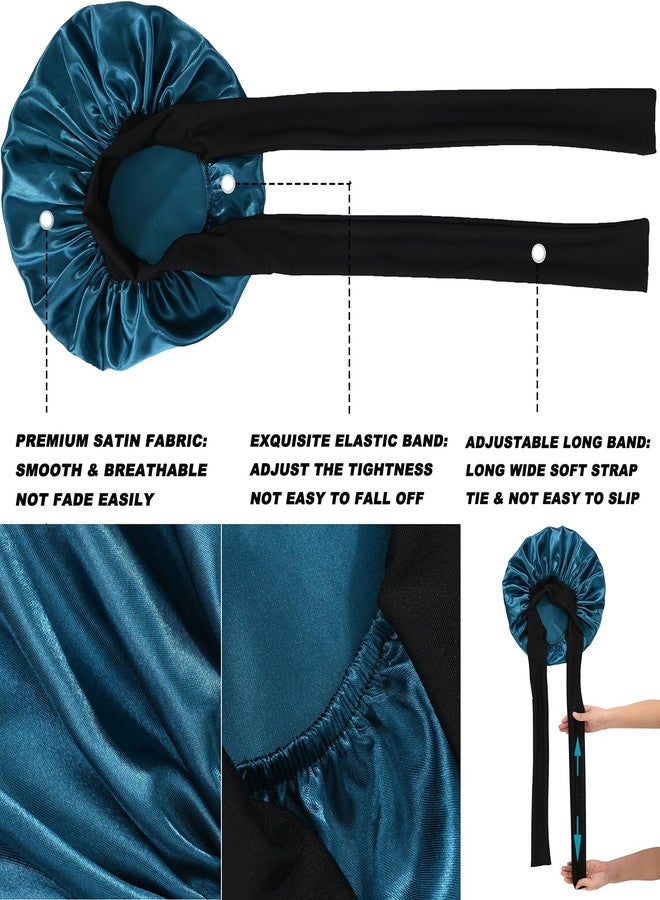 Wzl Wlg 3 Pcs Silk Bonnet for Sleeping, Hair Bonnets with Tie Band Satin Bonnet for Women Night Sleep Caps Natural Curly Hair (Set_A) - Image 3