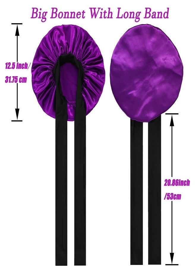 Wzl Wlg 3 Pcs Silk Bonnet for Sleeping, Hair Bonnets with Tie Band Satin Bonnet for Women Night Sleep Caps Natural Curly Hair (Set_A) - Image 2