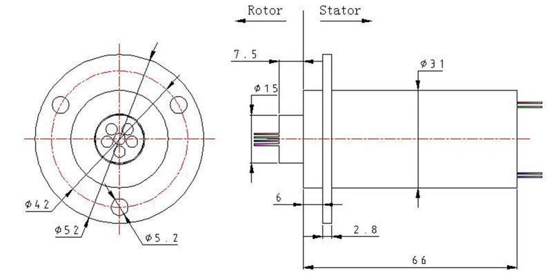 Taidacent 3 Wires 4 Wires 5A 10A 15A 30A Electrical Slip Ring Collector Ring Rotary Electrical Contact Joint Rotary Connector Commutator (4 Wires 30A Diameter 31mm) - Image 3