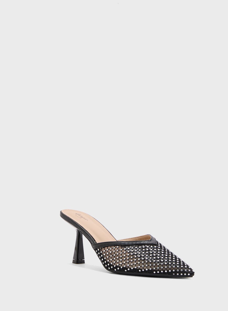 Ginger Mesh Slip On Heeled Mule - Image 2