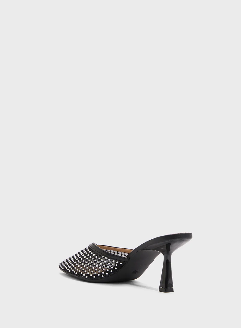 Ginger Mesh Slip On Heeled Mule