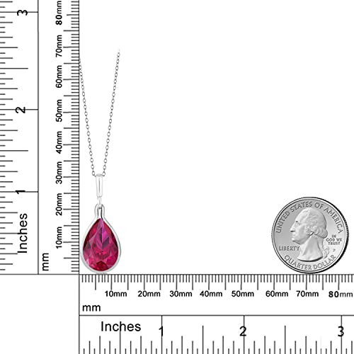 Gem Stone King 9.62 Cttw Red Created Ruby Pendant Necklace For Women In 925 Sterling Silver | Pear Shape 16X12MM | With 18 Inch Silver Chain - Image 4
