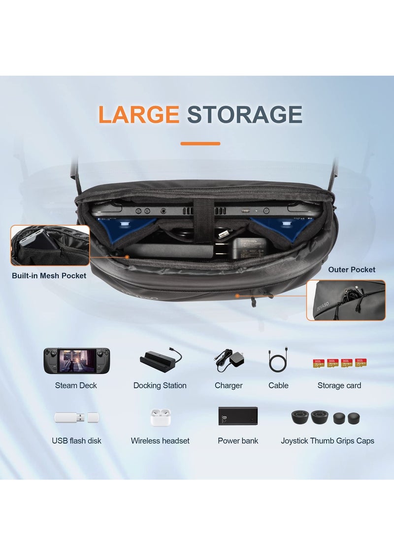 SYOSI - Carrying Case for Steam Deck Console & Accessories, Storage Bag for ASUS ROG Ally, Protective Shoulder Bag Pouch with Pockets Fit Console, AC Adapter,Original Dock, Lightweight Bag for Travel - Image 1