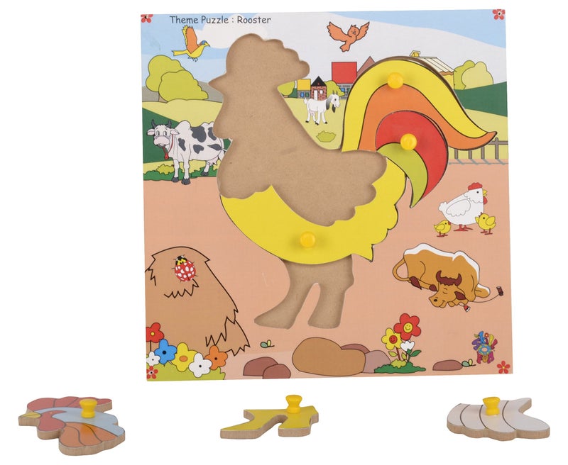 Skillofun Wooden Theme Puzzle Standard Rooster Knobs, Multi Color - Image 2