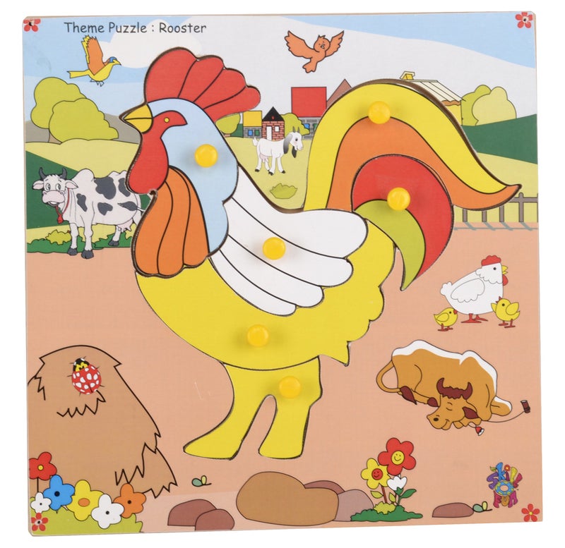 Skillofun Wooden Theme Puzzle Standard Rooster Knobs, Multi Color - Image 4