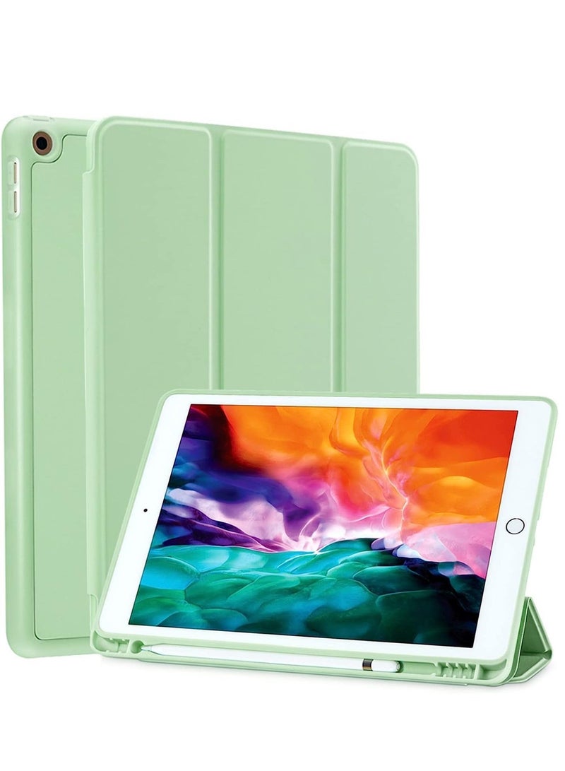 راكسوم جراب متوافق مع جهاز iPad مقاس 10.2 بوصة (الجيل التاسع/الثامن/السابع، 2021/2020/2019) مع حامل قلم رصاص - غطاء واقٍ كامل الجسم من مادة TPU الناعمة الرفيعة، مع حامل ثلاثي الطيات ذكي، وخاصية السكون/التنشيط التلقائي - أخضر فاتح - Image 1