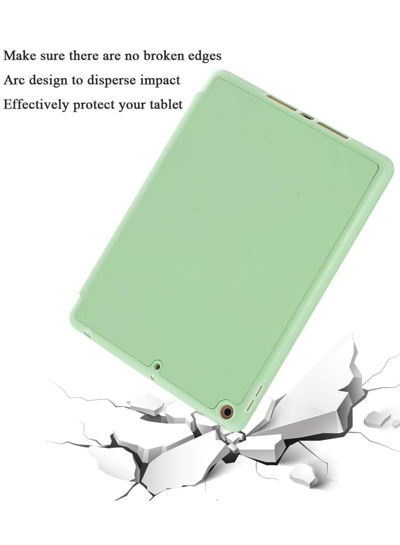 راكسوم جراب متوافق مع جهاز iPad مقاس 10.2 بوصة (الجيل التاسع/الثامن/السابع، 2021/2020/2019) مع حامل قلم رصاص - غطاء واقٍ كامل الجسم من مادة TPU الناعمة الرفيعة، مع حامل ثلاثي الطيات ذكي، وخاصية السكون/التنشيط التلقائي - أخضر فاتح - Image 2
