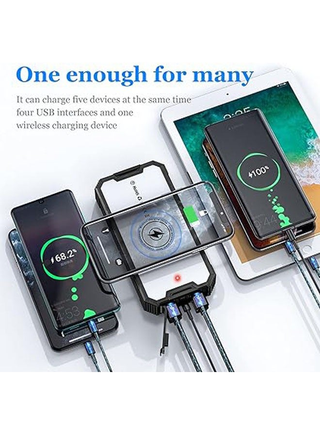 General Portable solar charger for 6 mobile phones at the same time - 36800 mA solar charger with camping LED lights - High capacity external battery - Wireless portable charger  - Image 2