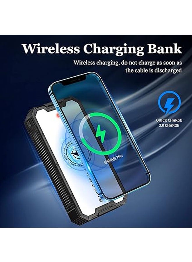 General Portable solar charger for 6 mobile phones at the same time - 36800 mA solar charger with camping LED lights - High capacity external battery - Wireless portable charger  - Image 3