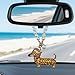 YoRise Bling Diamond Dachshund Car Rear View Mirror Charm Crystal Rhinestone Hanging Ornament Cute Sparkling Car Pendant Universal Auto Interior Decoration Accessories for Women Girls Gold - Image 2