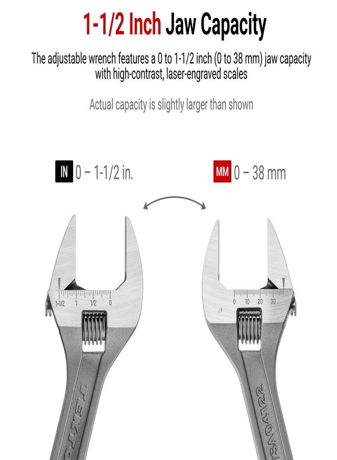TEKTON 6 Inch Adjustable Wrench (1-1/2 in. Jaw Capacity) | WSA04122 - Image 3