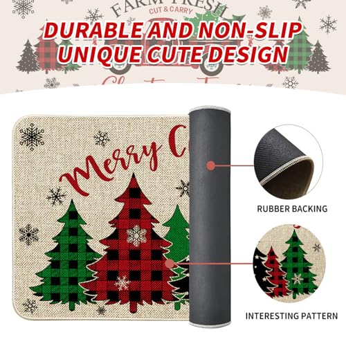 Ideasonna Farmhouse Christmas Kitchen Mat Decor, Farm Fresh Christmas Trees Kitchen Rugs Sets of 2, Christmas Mats for Kitchen Floor, Christmas Rugs Indoor Kitchen Christmas Decorations - Image 5