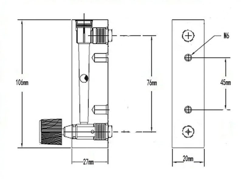 مقياس تدفق 6-600 مل/دقيقة 0.1-1000 لتر/دقيقة ضغط داخلي 6 8 10 مم أكريليك LZM-6T لوحة هواء N2 CO2 غاز مقياس دوران مع صمام قابل للتعديل (2-25 لتر/دقيقة، 10 مم_LZM-6T N2) - Image 3
