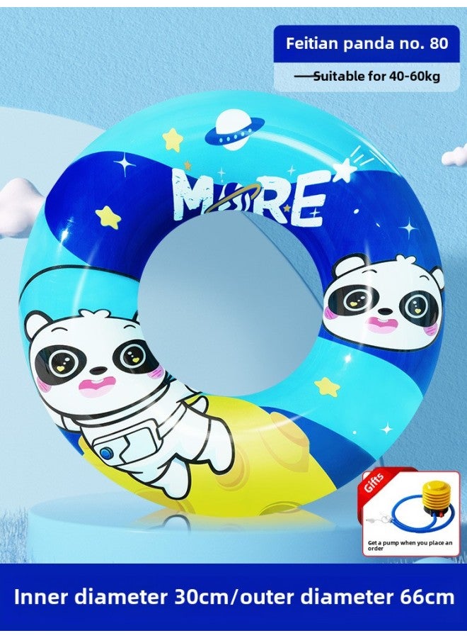 Generic Children's Swimming Ring Thick Life Buoy Anti-rollover Beginner Boys And Girls Baby Cartoon Inflatable Underarm Ring-Inner Diameter After Inflating:Feitian Panda Size 80 (recommended Weight 40-60kg - Image 1