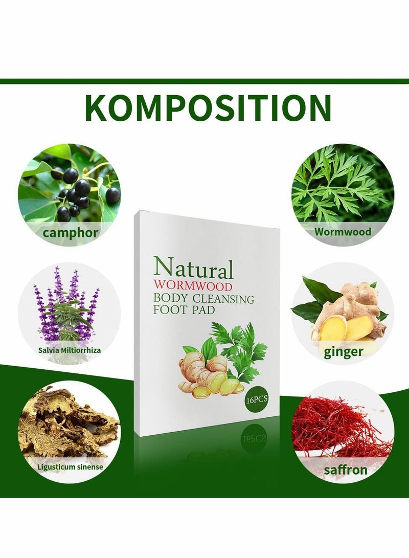 Excefore 16Pcs Detox Foot Patches, Deep Cleansing Foot Patches, Detox Foot Pads with Wormwood and Ginger, Remove Body Toxins, Relieve Fatigue and Improve Sleep - Image 2