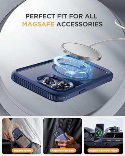 Miracase Magnetic for iPhone 12 Pro Max Case [Compatible with MagSafe] Full-Body Phone case with Built-in Glass Screen Protector& Camera Protector, Military Drop Proof 12 Pro Max Cover, Blue - Image 5