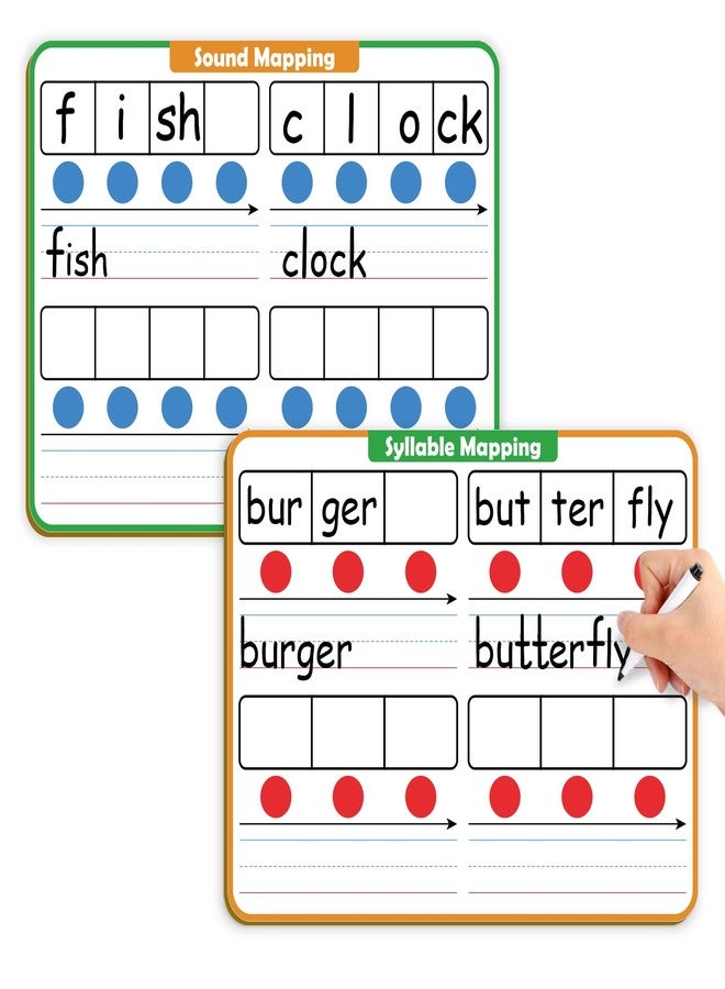 Aizweb Phonemic Awareness Dry Erase Board,9" x 12" Syllable Small Whiteboard,Speech Therapy Material Phonics Games, Letter Sound,Science Reading Manipulative,Preschool Kindergarten Classroom Must Have - Image 1