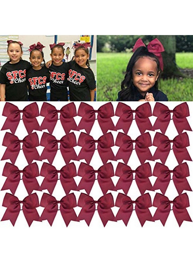 CEELGON 20 PCS 8" Large Cheer Bows Maroon Ponytail Holder Girls Elastic Hair Ties Hair Accessories for Teens Women Girls Softball Competition Sports Cheerleaders - Image 1
