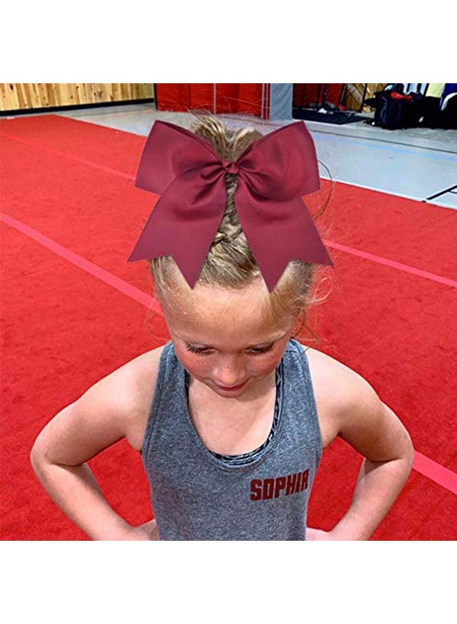 CEELGON 20 PCS 8" Large Cheer Bows Maroon Ponytail Holder Girls Elastic Hair Ties Hair Accessories for Teens Women Girls Softball Competition Sports Cheerleaders - Image 3