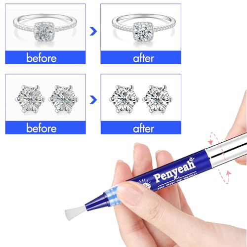 Penyeah Jewelry Cleaner Pen 2Pack, Quick Sparkle Diamond Ring Cleaner Pen Stick, Soft Brush Travel Jewelry Cleaning Pen for Diamonds,Various Gemstones,Gold,White Gold,Moissanite - Image 3