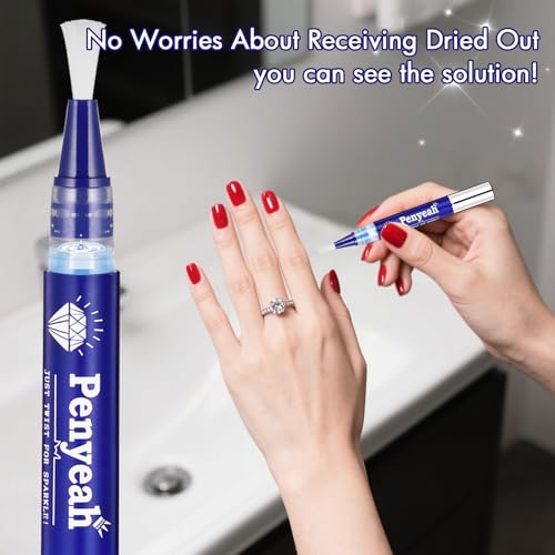 Penyeah Jewelry Cleaner Pen 2Pack, Quick Sparkle Diamond Ring Cleaner Pen Stick, Soft Brush Travel Jewelry Cleaning Pen for Diamonds,Various Gemstones,Gold,White Gold,Moissanite - Image 2