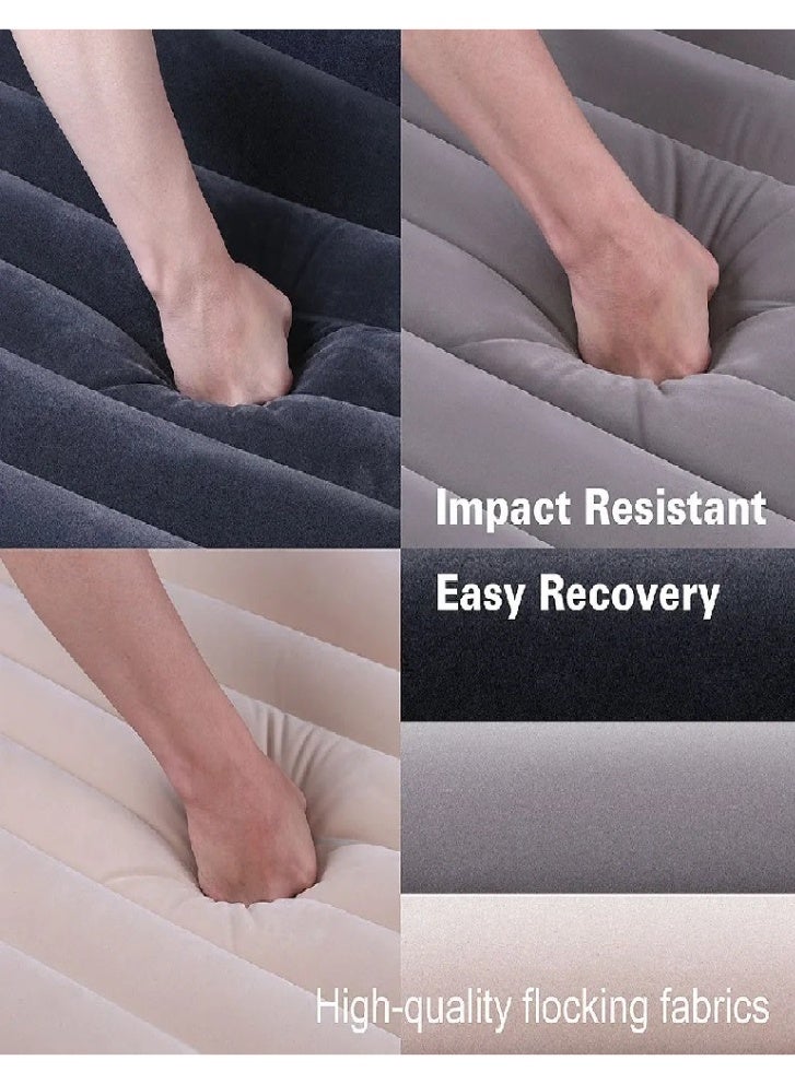 An inflatable air mattress designed for use in the car, specifically in the back seat, with pillows and an air pump for easy inflation and deflation. - Image 5